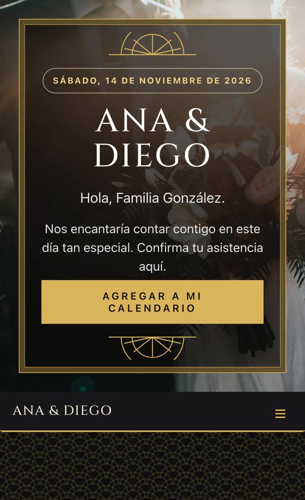 Invitación con la plantilla Déco